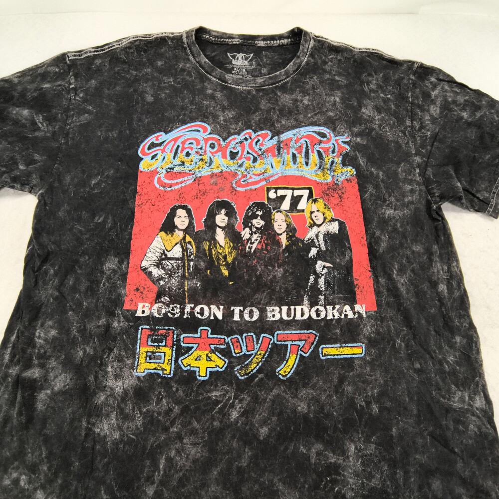 Aerosmith Band Casual Crew Neck Graphic T-Shirt Mens Size Extra Large XL Black